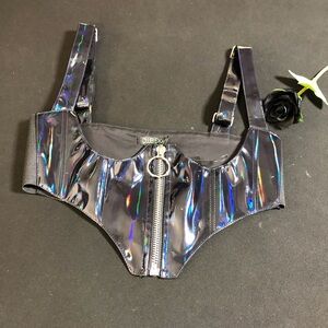 Dolls Kill Black Sleeveless Bustier Bodysuit